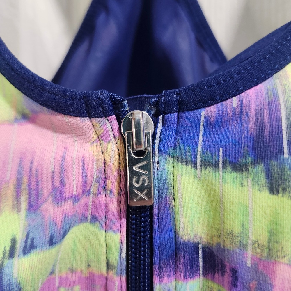 Victoria's Secret VSX Sport Front Zip Underwire Sports Bra 34B Blue Multi Color - Picture 2 of 7